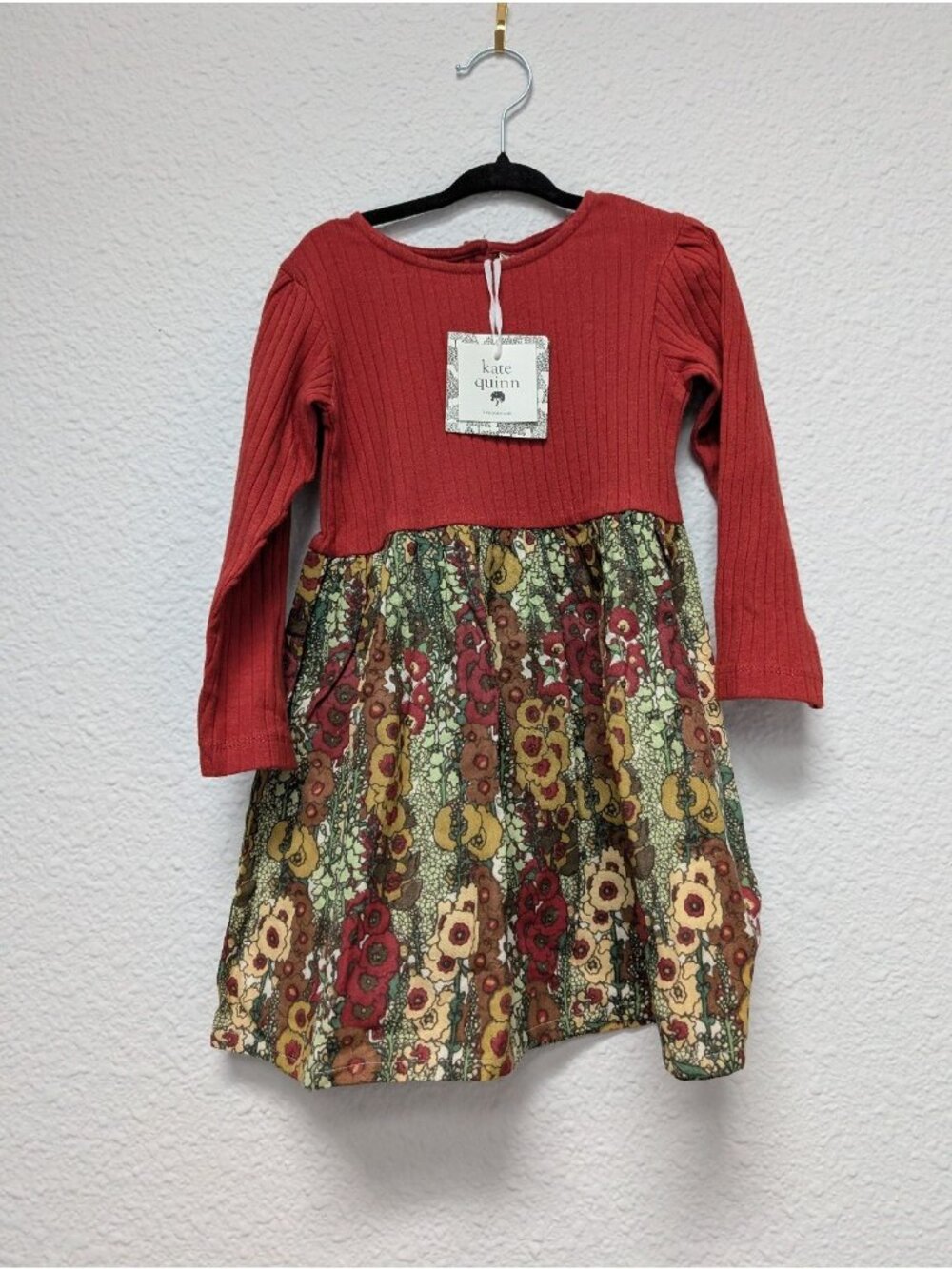 Kate Quinn Organic Cotton Hollyhock 2T Dress Wide Rib Guaze
